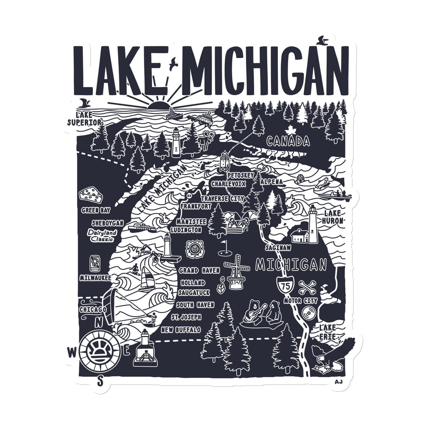 Lake Michigan | Map Magnet