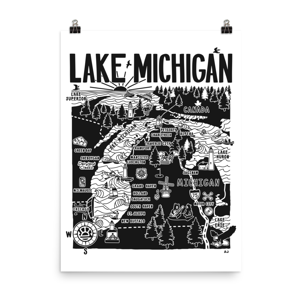 LAKE MICHIGAN Map Poster