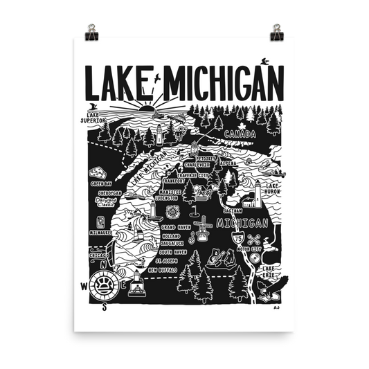 LAKE MICHIGAN Map Poster