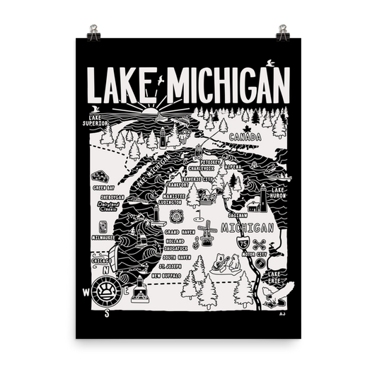 LAKE MICHIGAN Map Poster
