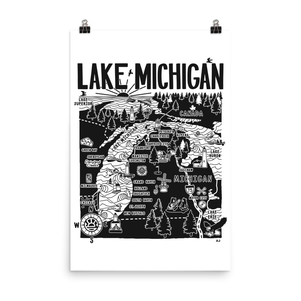 LAKE MICHIGAN Map Poster