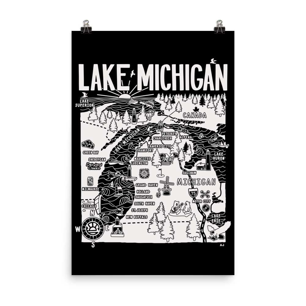 LAKE MICHIGAN Map Poster