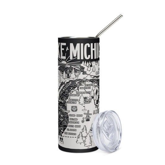 LAKE MICHIGAN Stainless Steel Map Tumbler