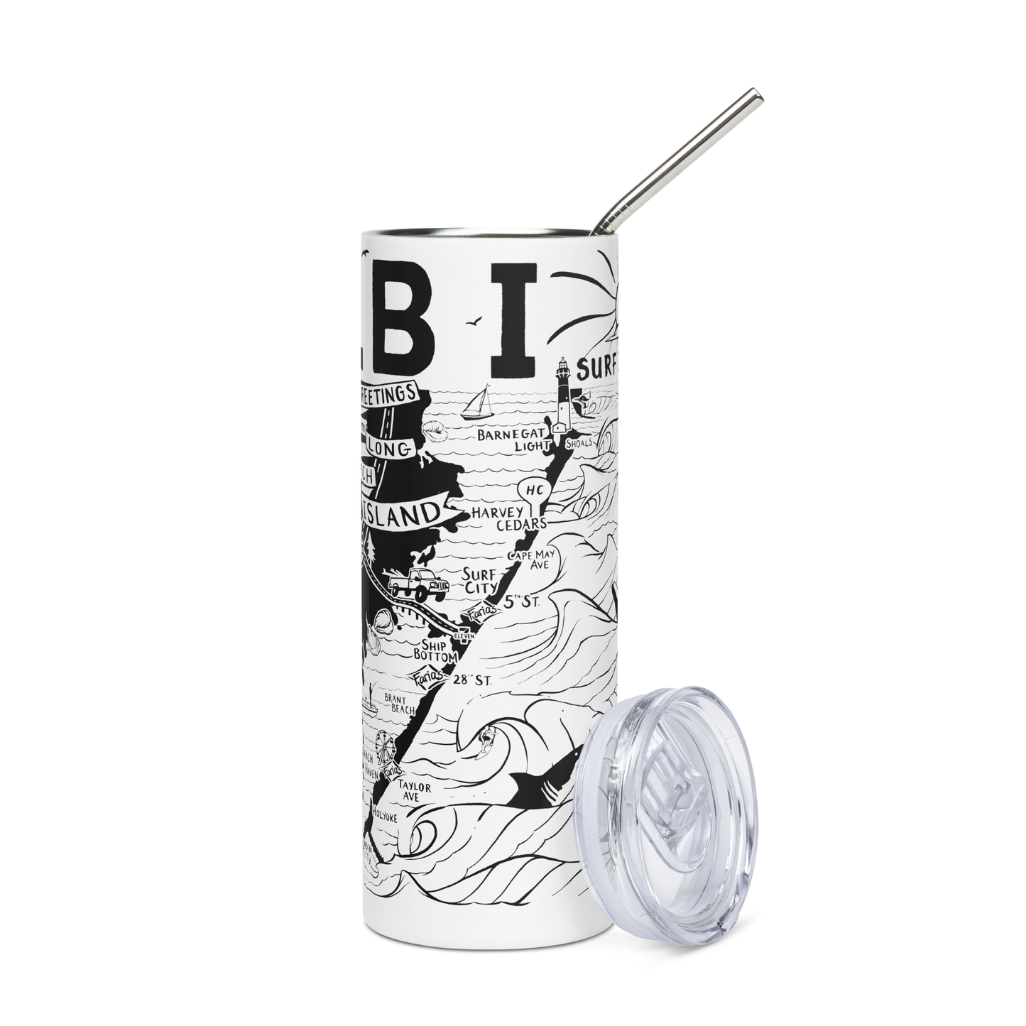 LONG BEACH ISLAND Stainless Steel Map Tumbler