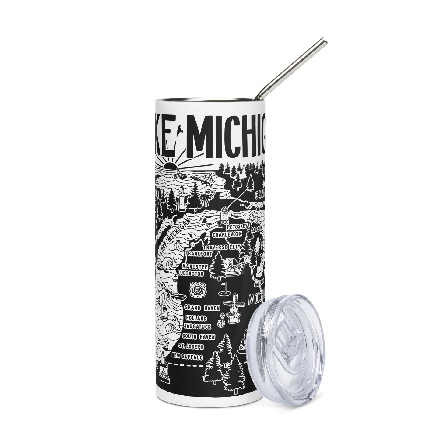 LAKE MICHIGAN Stainless Steel Map Tumbler