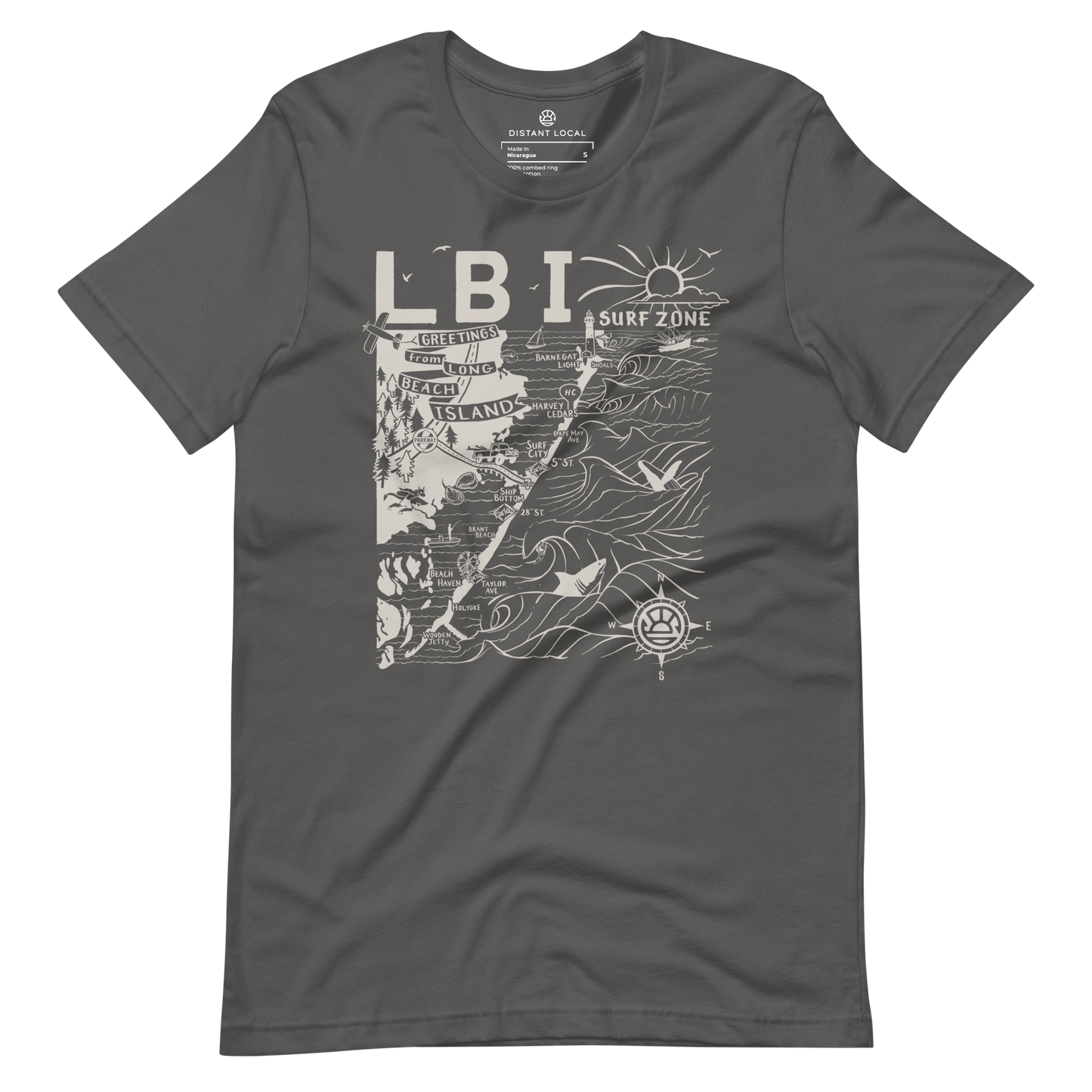 LONG BEACH ISLAND Unisex Map T-Shirt