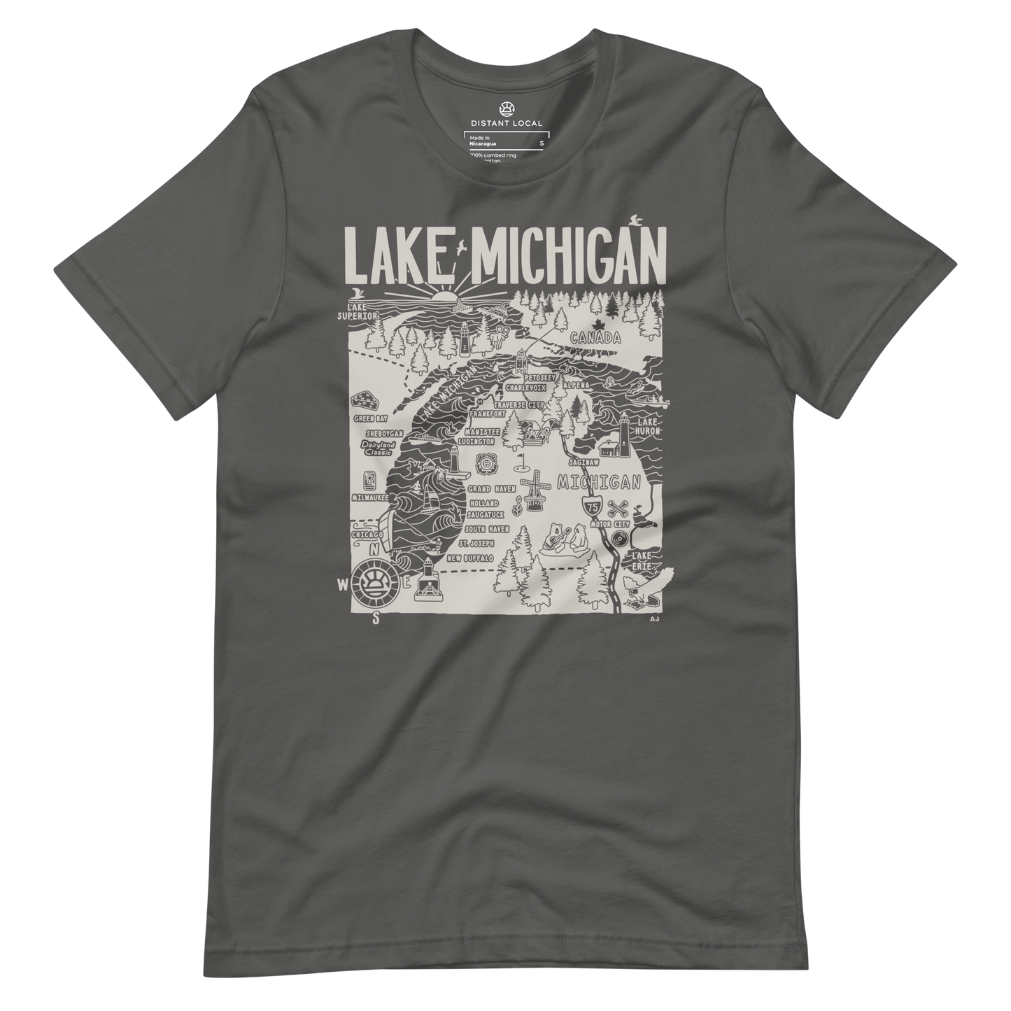 LAKE MICHIGAN Unisex Map T-Shirt