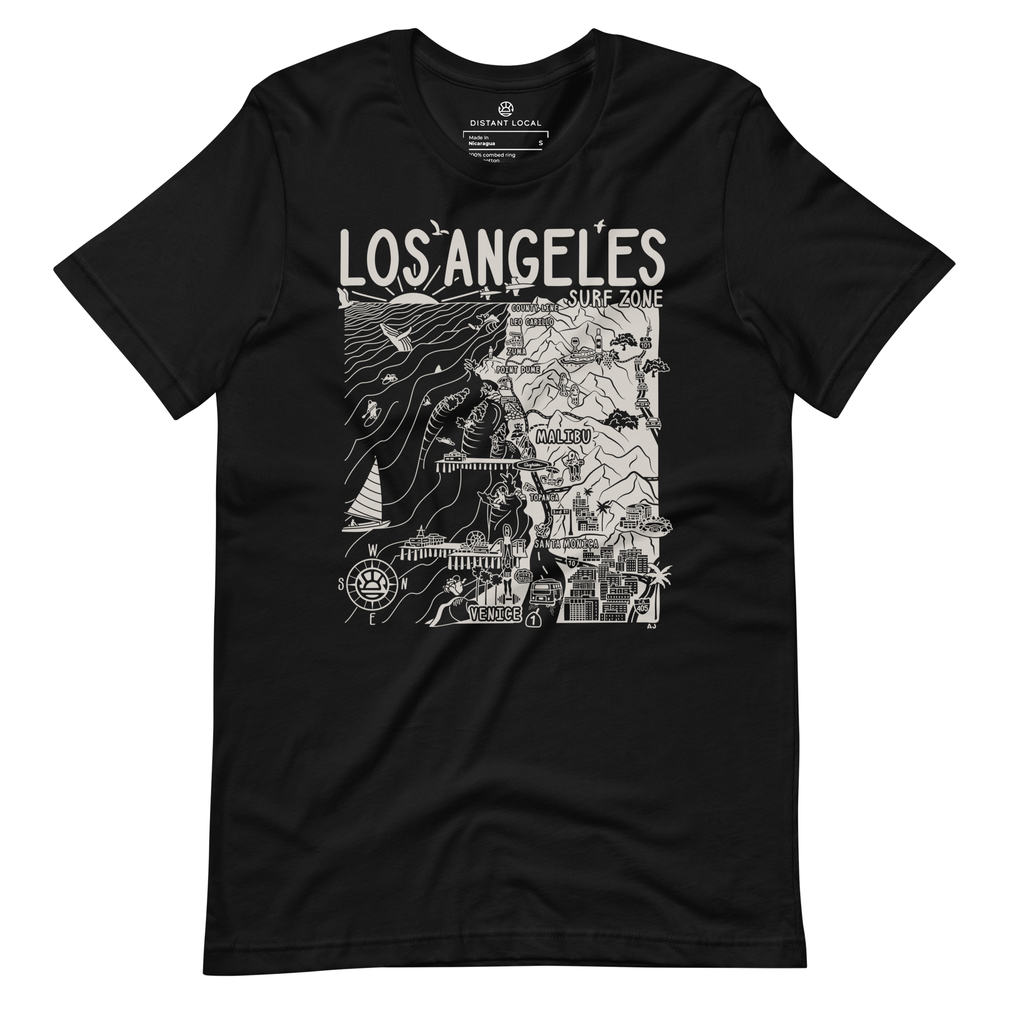Los Angeles Surf Map T-Shirt - Coastal Apparel by Distant Local Los Angeles Surf Map T-Shirt - Coastal Apparel by Distant Local