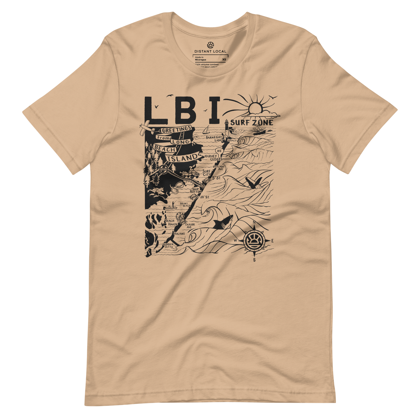 LONG BEACH ISLAND Unisex Map T-Shirt