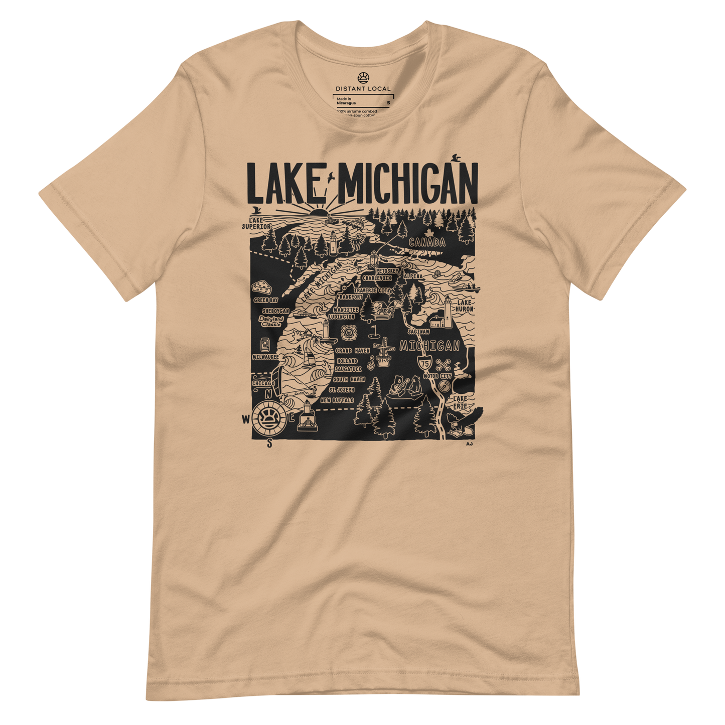 LAKE MICHIGAN Unisex Map T-Shirt