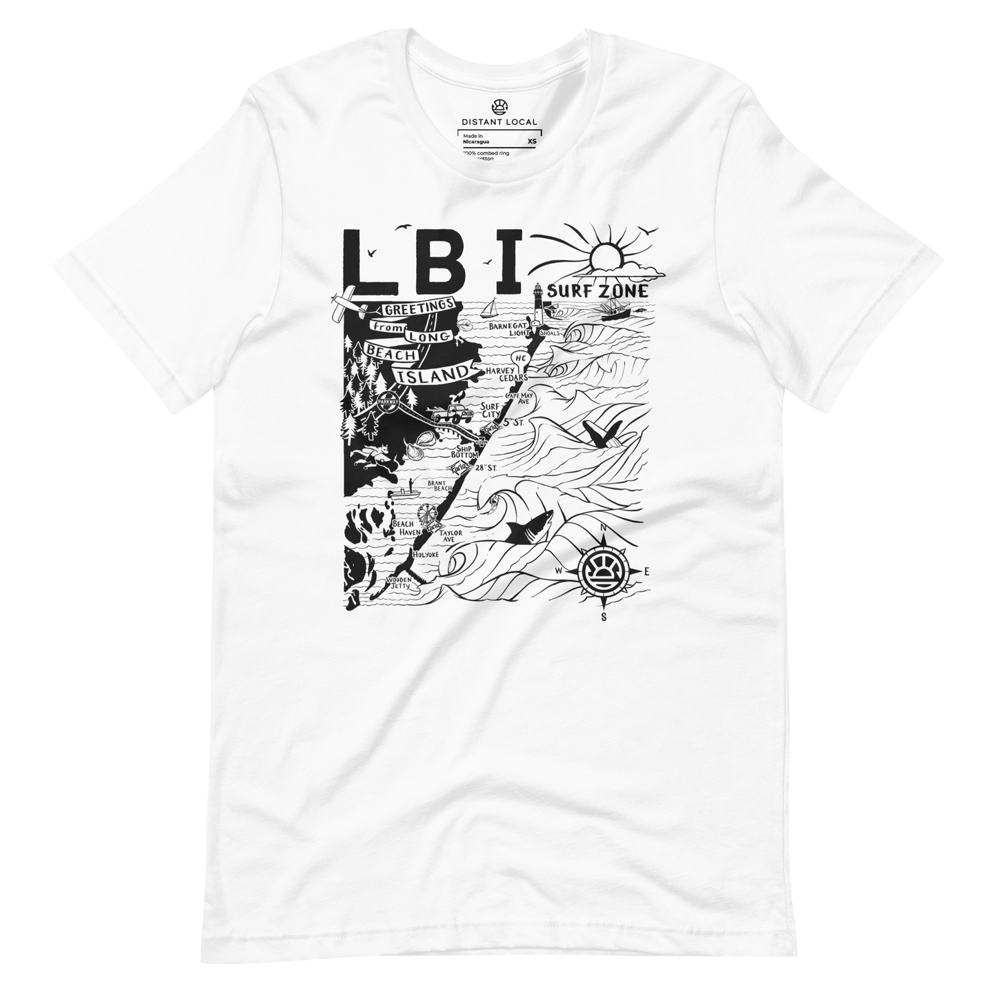 LONG BEACH ISLAND Unisex Map T-Shirt