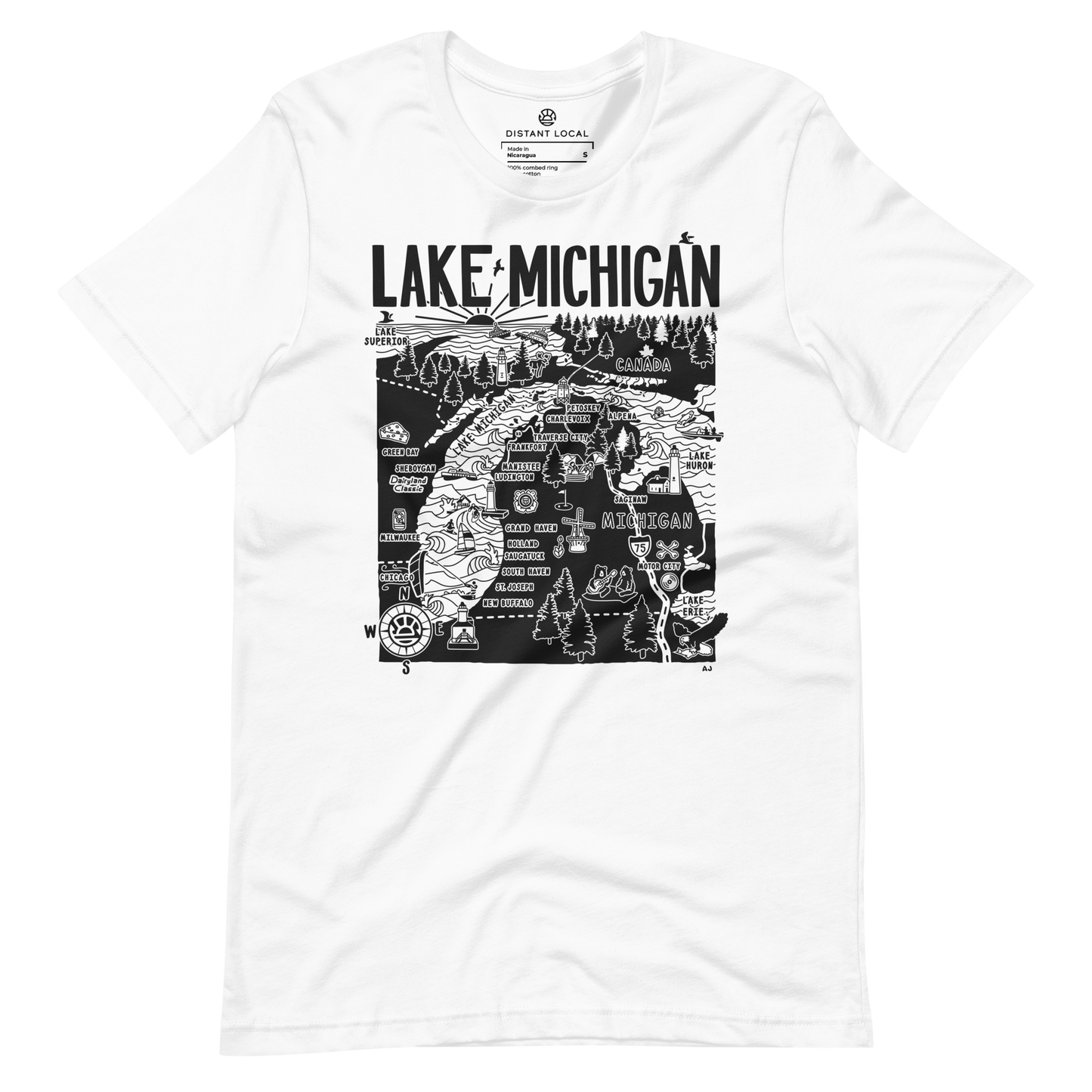 LAKE MICHIGAN Unisex Map T-Shirt