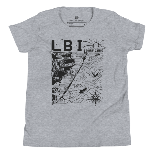 LONG BEACH ISLAND Kids Unisex Map T-Shirt