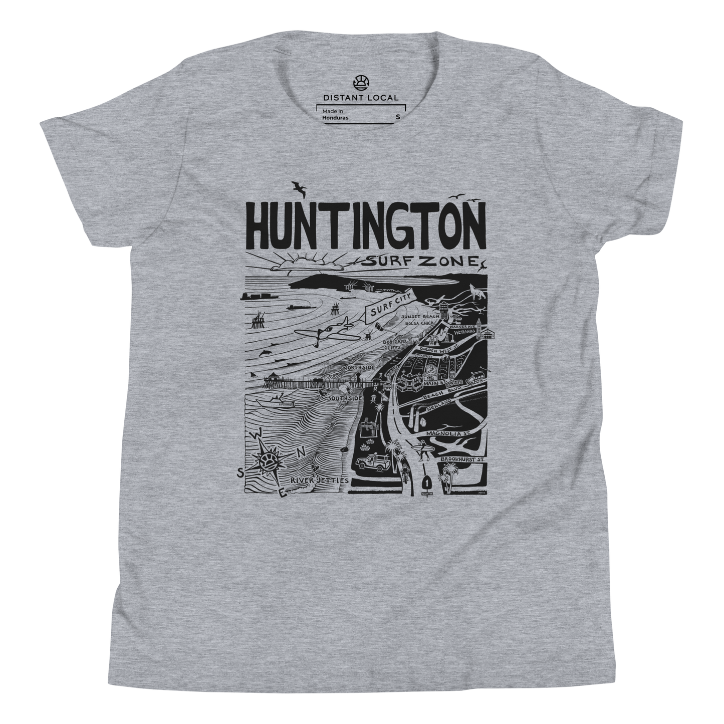 HUNTINGTON Kids Unisex Map T-Shirt