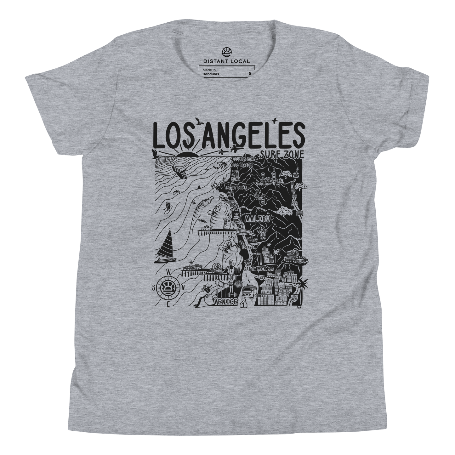 LOS ANGELES Kids Unisex Map T-Shirt