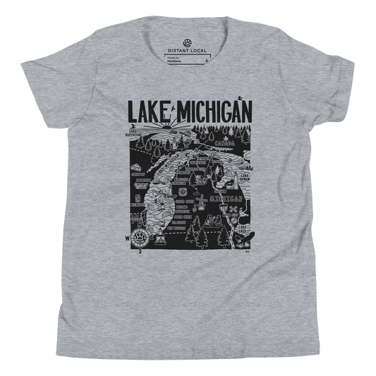 LAKE MICHIGAN Kids Unisex Map T-Shirt