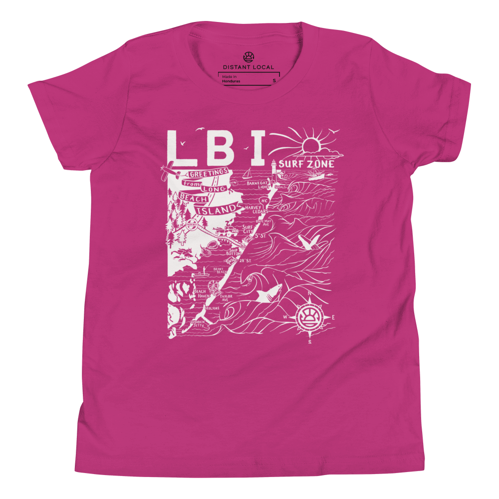 LONG BEACH ISLAND Kids Unisex Map T-Shirt