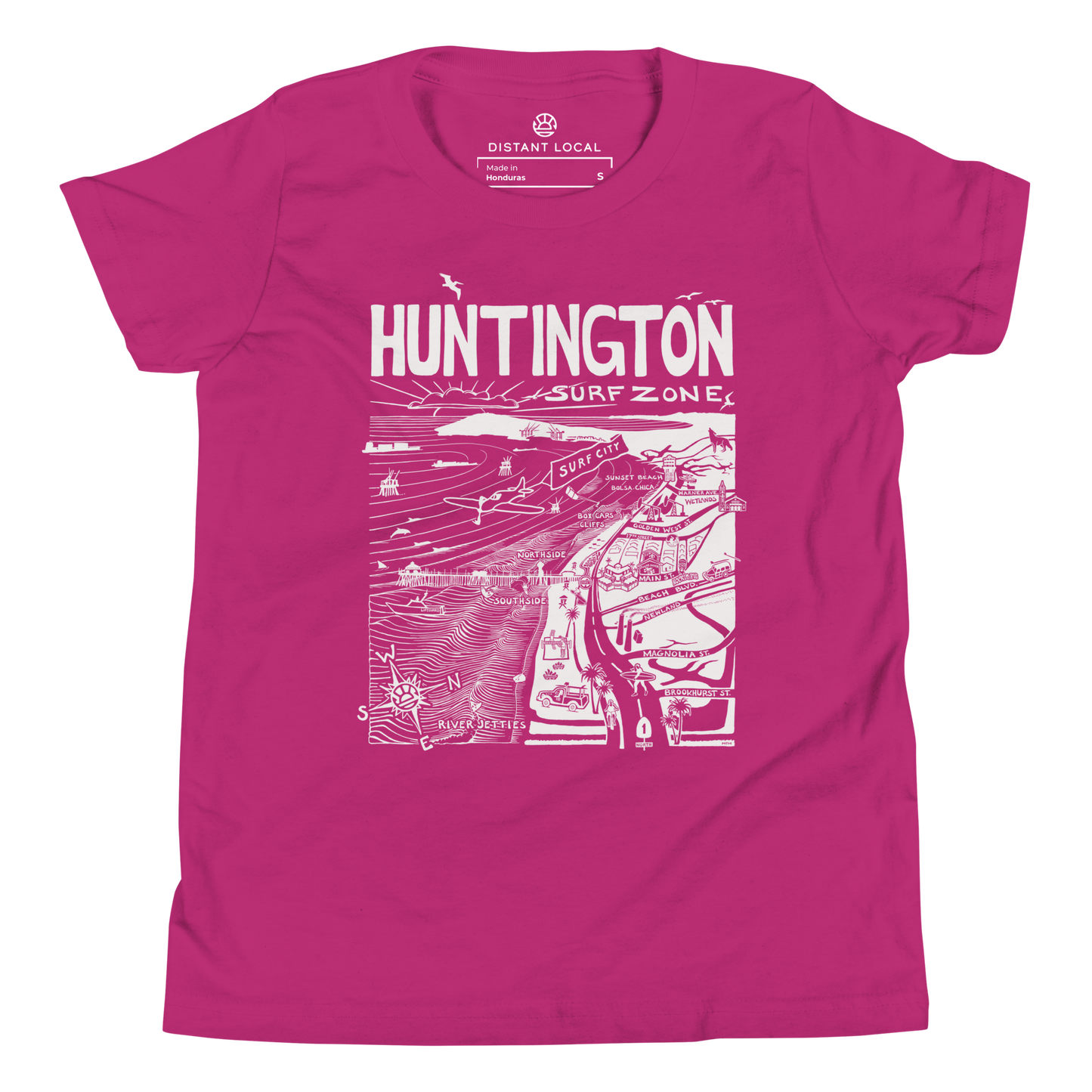 HUNTINGTON Kids Unisex Map T-Shirt
