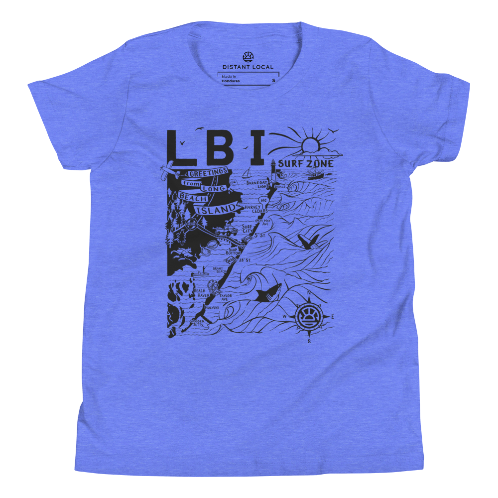LONG BEACH ISLAND Kids Unisex Map T-Shirt