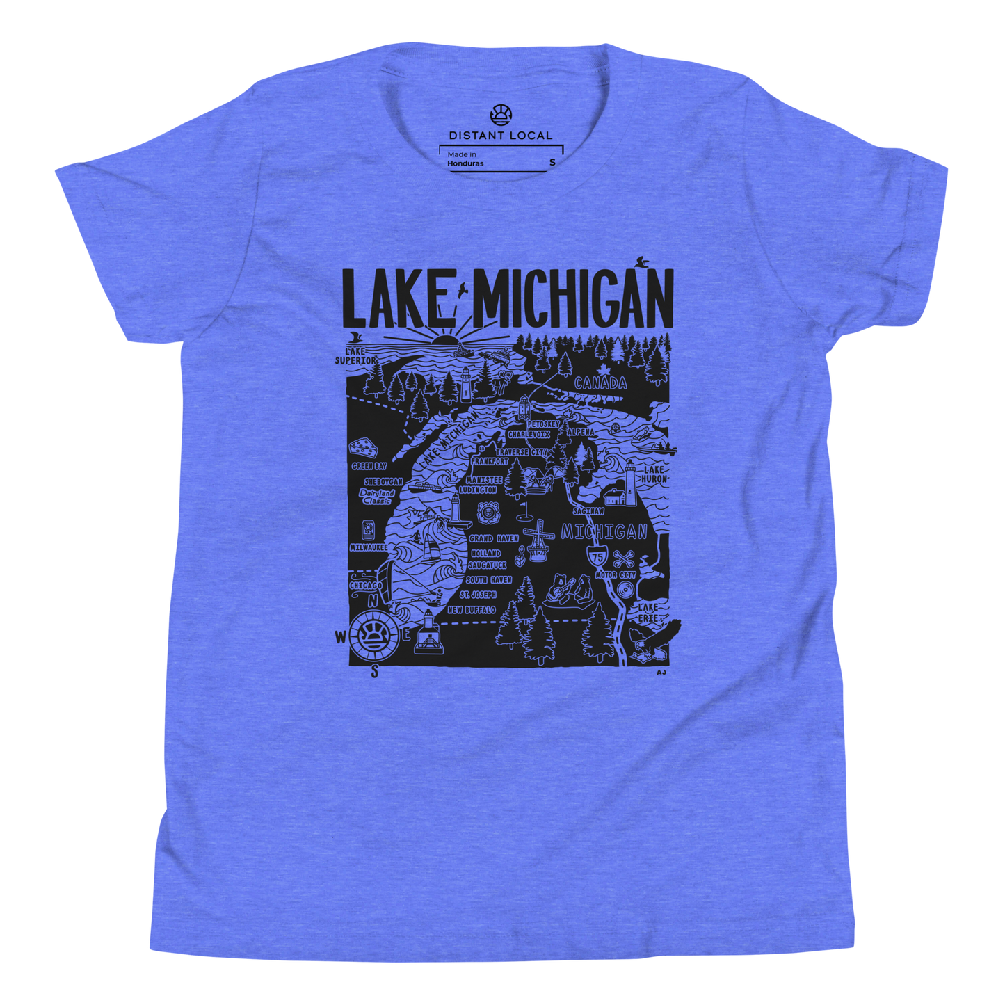 LAKE MICHIGAN Kids Unisex Map T-Shirt