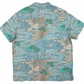 Distant Local Stay Glassy San Diego Surf Map Aloha Shirt in teal and sand - camp collar, coconut buttons, short sleeve, allover print