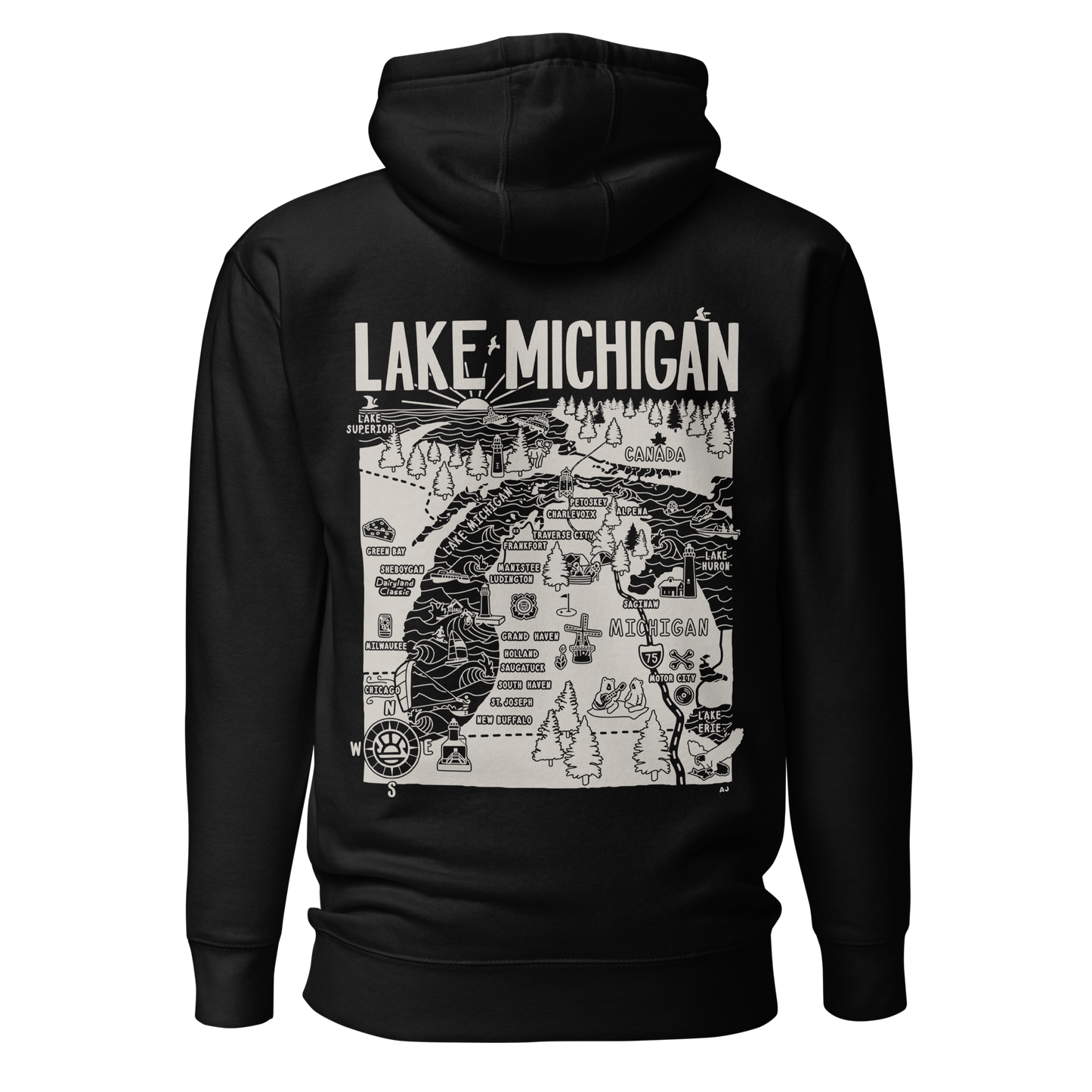 LAKE MICHIGAN Unisex Map Hoodie