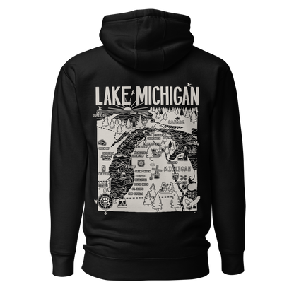 LAKE MICHIGAN Unisex Map Hoodie