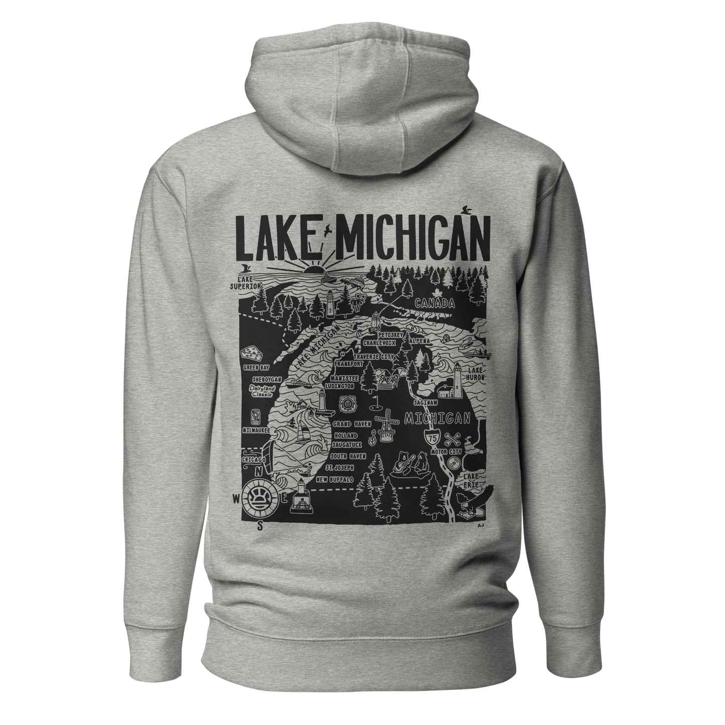 LAKE MICHIGAN Unisex Map Hoodie