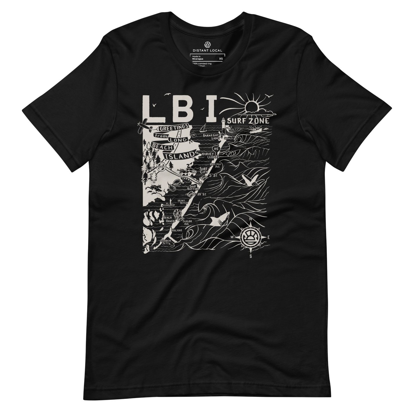 Long Beach Island Surf Map T-Shirt - LBI Apparel by Distant Local ...