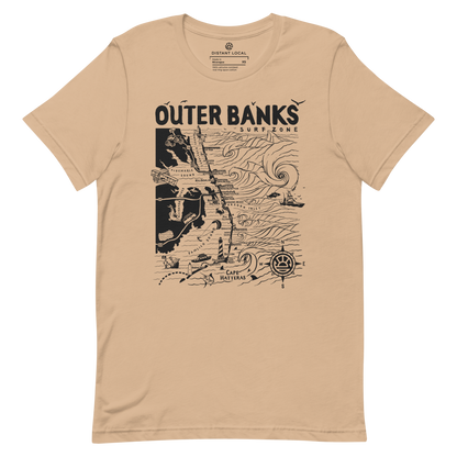 OUTER BANKS Unisex Map T-Shirt | Surf Map Apparel & Art by Distant Local.
