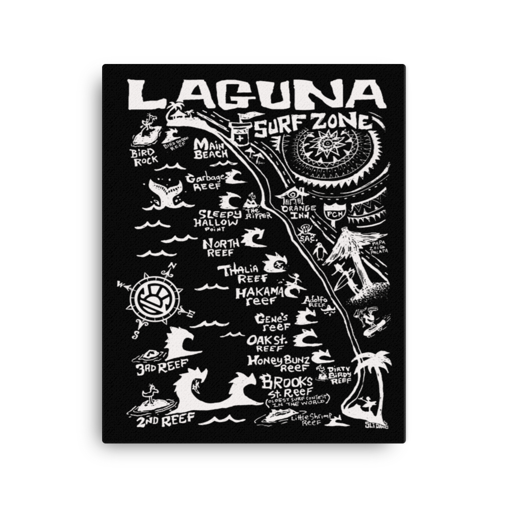 Laguna Beach Surf Map Canvas - Coastal Wall Art by Distant Local ...