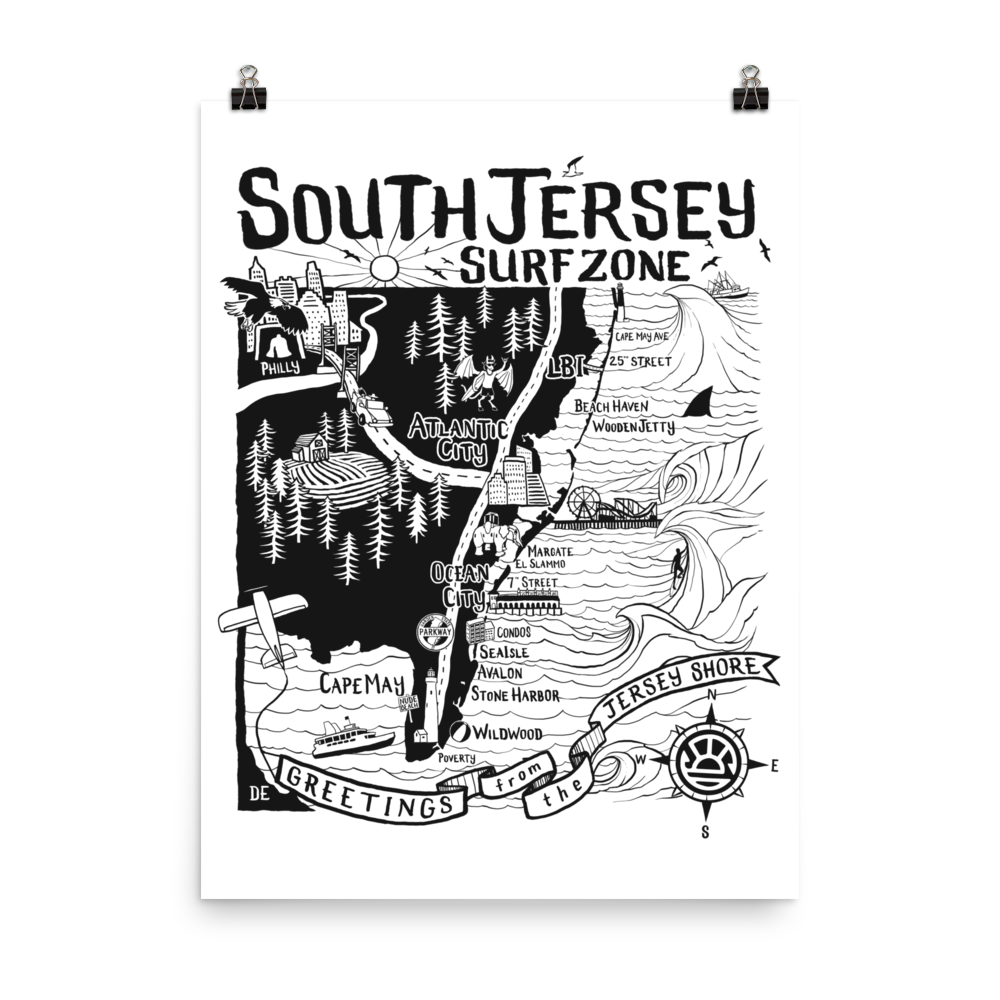 SOUTH JERSEY Map Poster