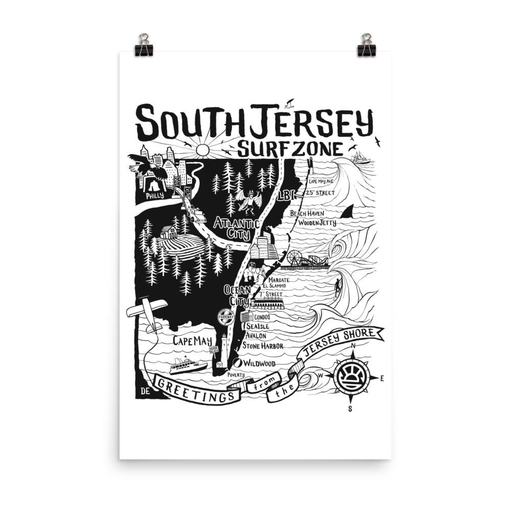 SOUTH JERSEY Map Poster