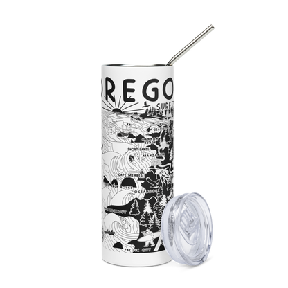 OREGON Stainless Steel Map Tumbler | Surf Map Apparel & Art by Distant Local.