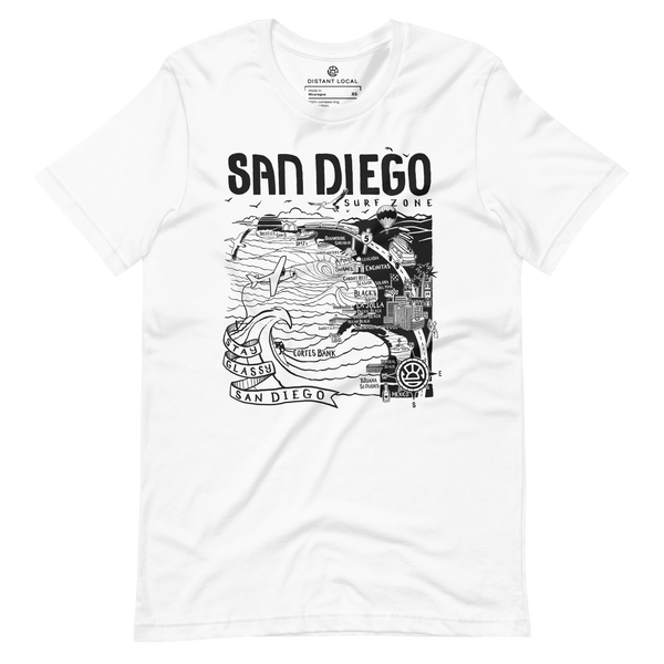 SEVEN BY SEVEN Tシャツ SAN DIEGO San Diego Surf Map T-Shirt - Coastal Art Tee by Distant Local